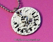 i love you always will - pendant necklace of hammered solid aluminum decorated with a cute sterling silver charm on a stainless steel chain.