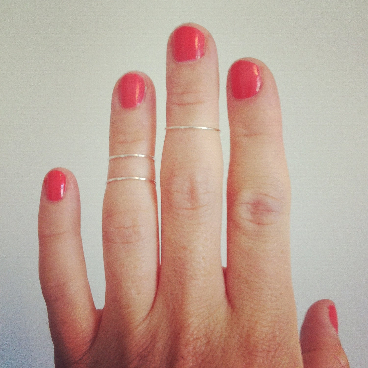 Triple layer knuckle ring - 3 sterling silver knuckle wire bands.
