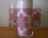 4 Pink Floral Iced Tea Glasses