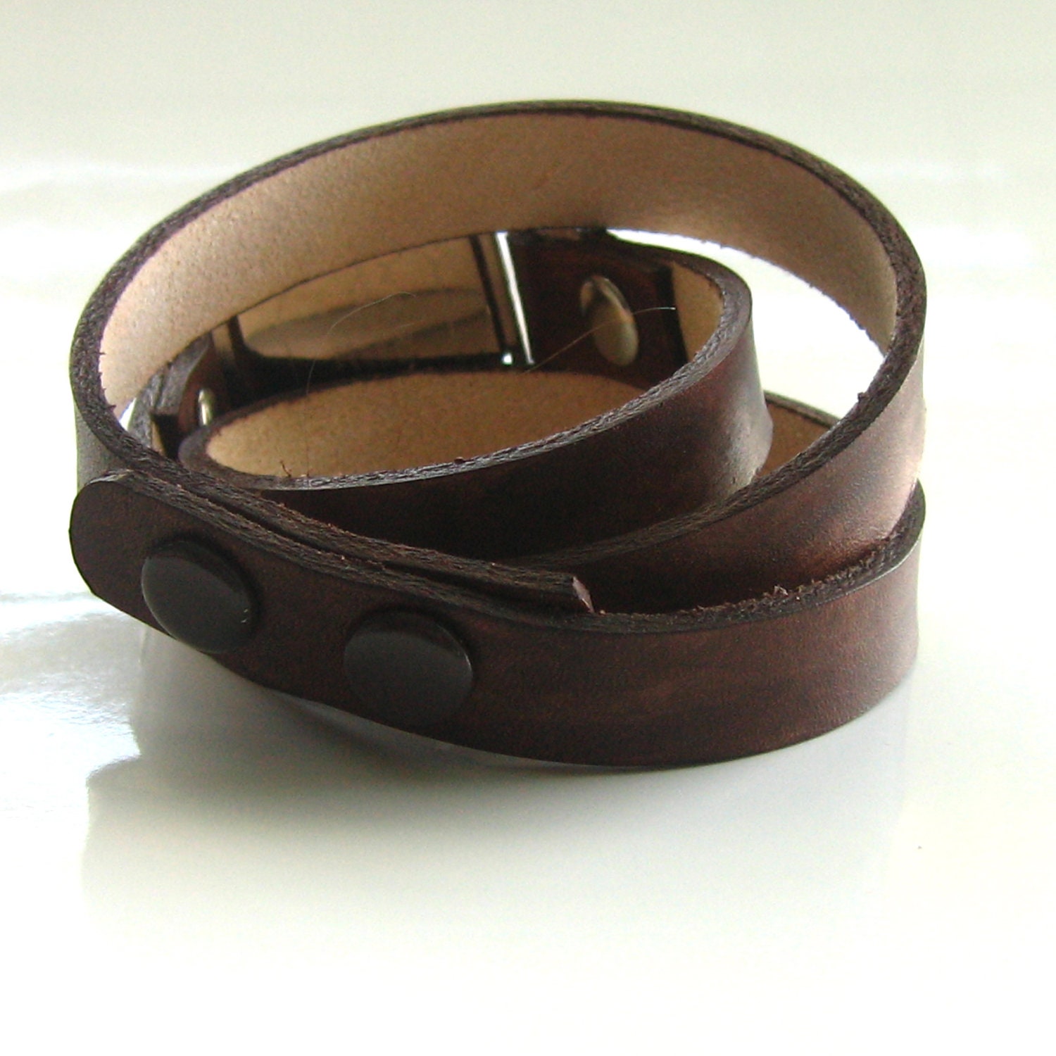 Leather Watch Wrap Bracelet - Made to Order - Distressed Walnut Brown - Leave Me Your Wrist Measurement