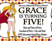 Custom Made She-Ra and He-Man Birthday Party Invitations