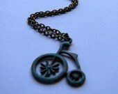 Lets go on a Old Fashion Bike Ride Hand Painted Faux Patina Verdigris Necklace
