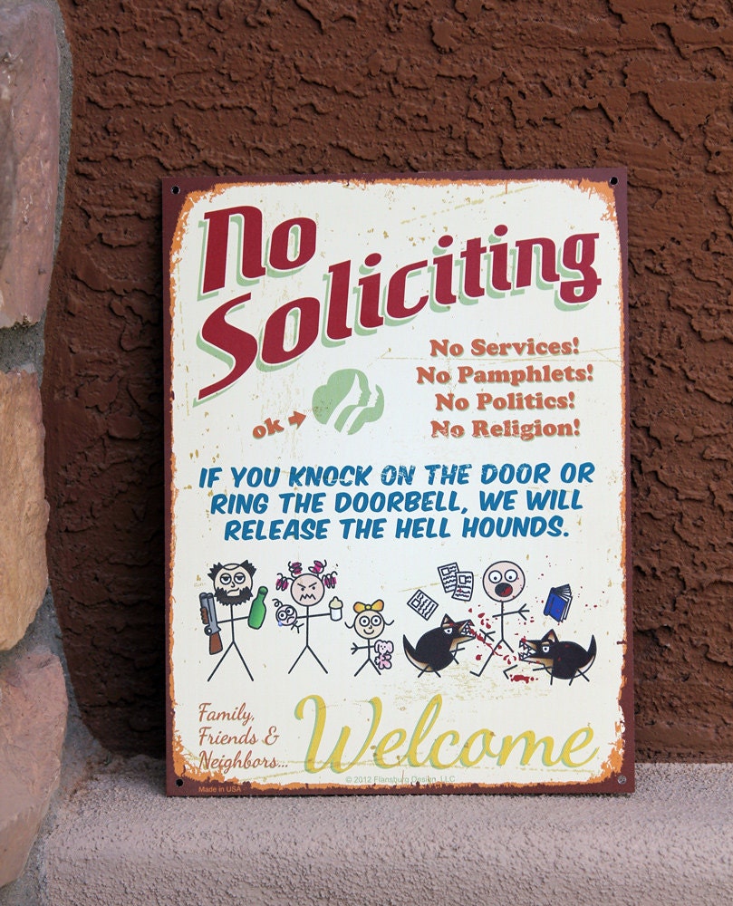 ORIGINAL STICK FIGURE, Clever No Soliciting Sign, New