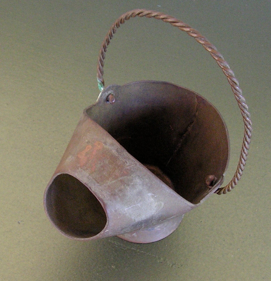 Vintage Small Copper Ash Bucket Over Brass for repurpose