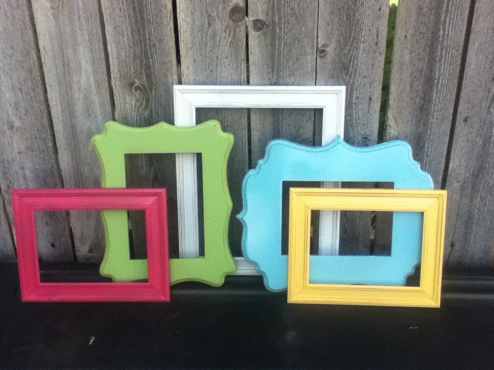 Distressed PICTURE FRAMES - cotton candy colors - shabby chic W/ Glass N Backing