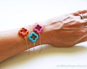 Rainbow Quatrefoil Bracelet. 14K GF Chain (Also Available in Sterling Silver). Choose Your Color