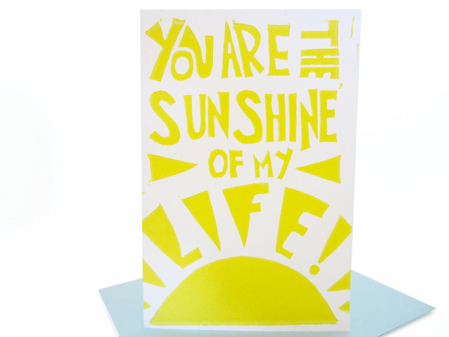 sunshine of my life // yellow valentine card inspired by romantic songs hand carved illustration