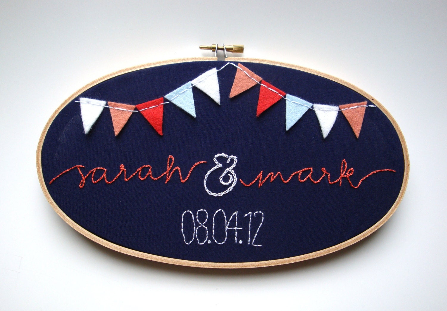 Custom wedding decor hand embroidery hoop art carnival signage wedding date name bride and groom