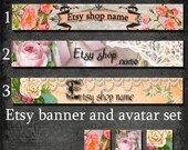 shop banner avatar set-flowers,vintage,beads,lace,roses