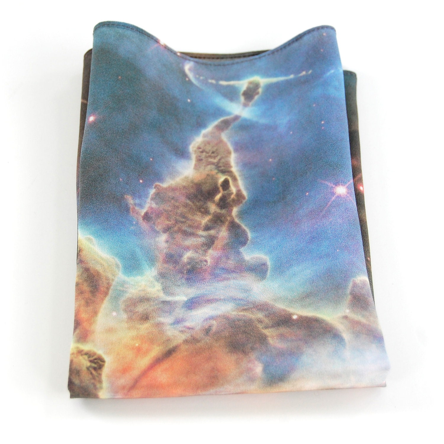 Galaxy Nebula Print Silk Pocket Square "Pillars of Creation" Wedding Stars Space