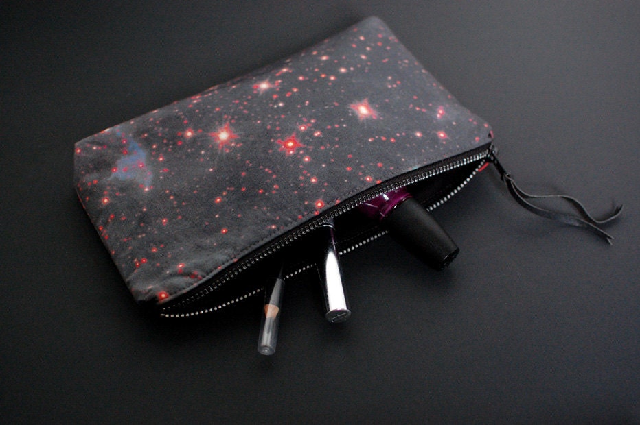 Galaxy Nebula Print Clutch Bag Space Purse Makeup Pouch