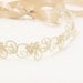 Skinny Gold Flower and Pearl Beading  Lace with Champagne Ribbon HeadBand / Skinny Lace Sash, Bridal Sash, Bridesmaid Sash