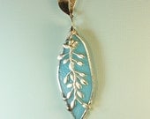 Romantic Light Sky Blue Stained Glass Pendant. Multi Strand Necklace. Lovely Gift For Her