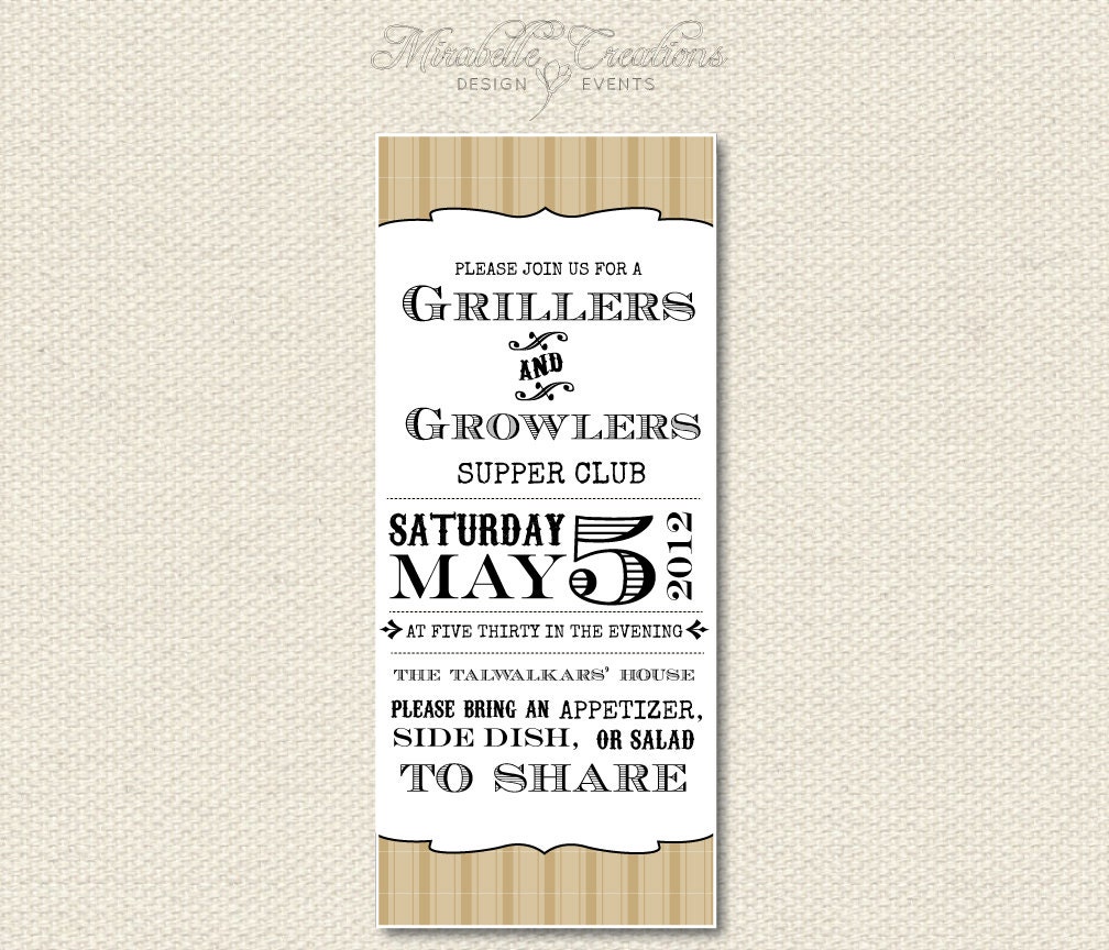CUSTOMIZABLE PRINTABLE INVITATIONS -- Black & Tan Party Collection -- Mirabelle Creations Il_570xn