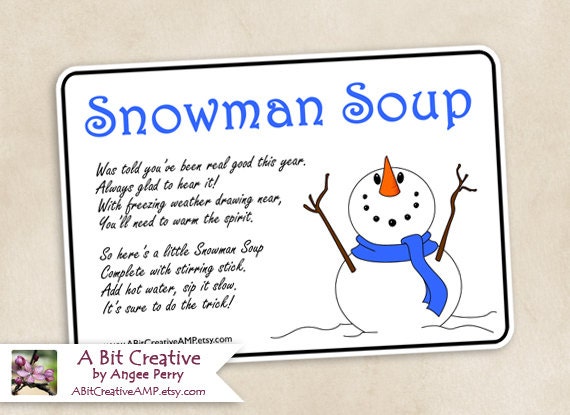 Snowman Soup Winter Hanukkah Christmas Gag Gift Design - DIY Printable