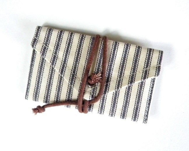 Ticking Stripe Cotton Wrap ID Wallet