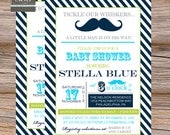 Boys baby shower Invitation Mustache - printable, digital