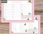 Baby Shower Game Animal Match Woodland Girls - digital, printable instant download