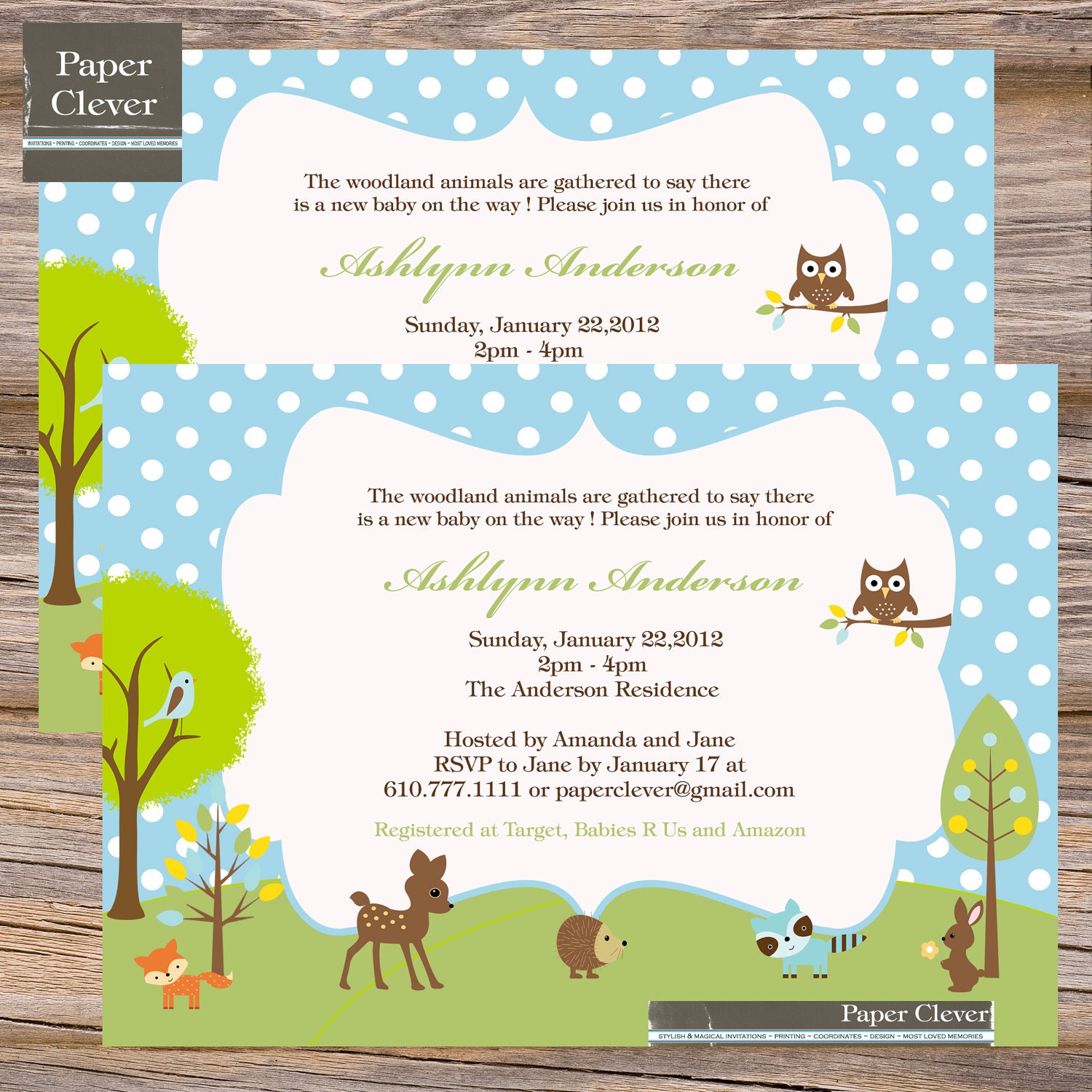 Forest friends boys baby shower invitation-digital file, printable #133 Il_570xn