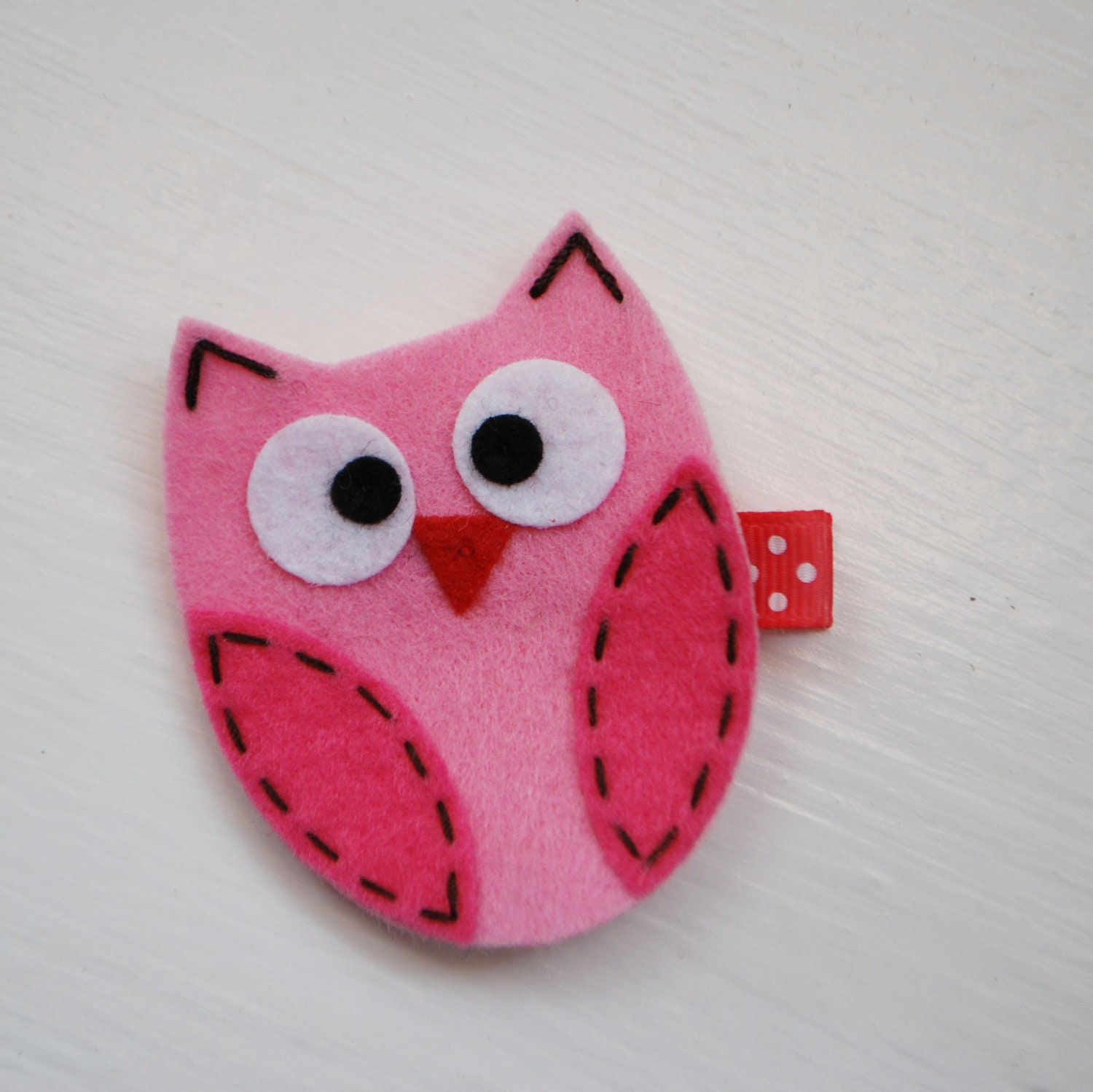 Pink Felt Owl Hair Clip, Also Available as a Headband, Ready to Ship