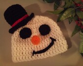 Baby Mr. Snowman Hat Crochet - Newborn NB Beanie Boy Girl Costume Halloween Thanksgiving Costume Photo Prop Christmas Gift Winter Outfit