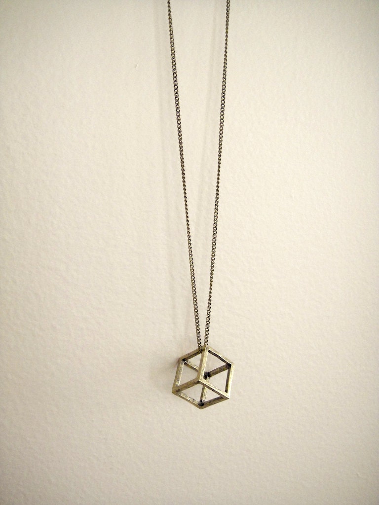 Cubiste - Hollow Cube Necklace - Long Necklace Style