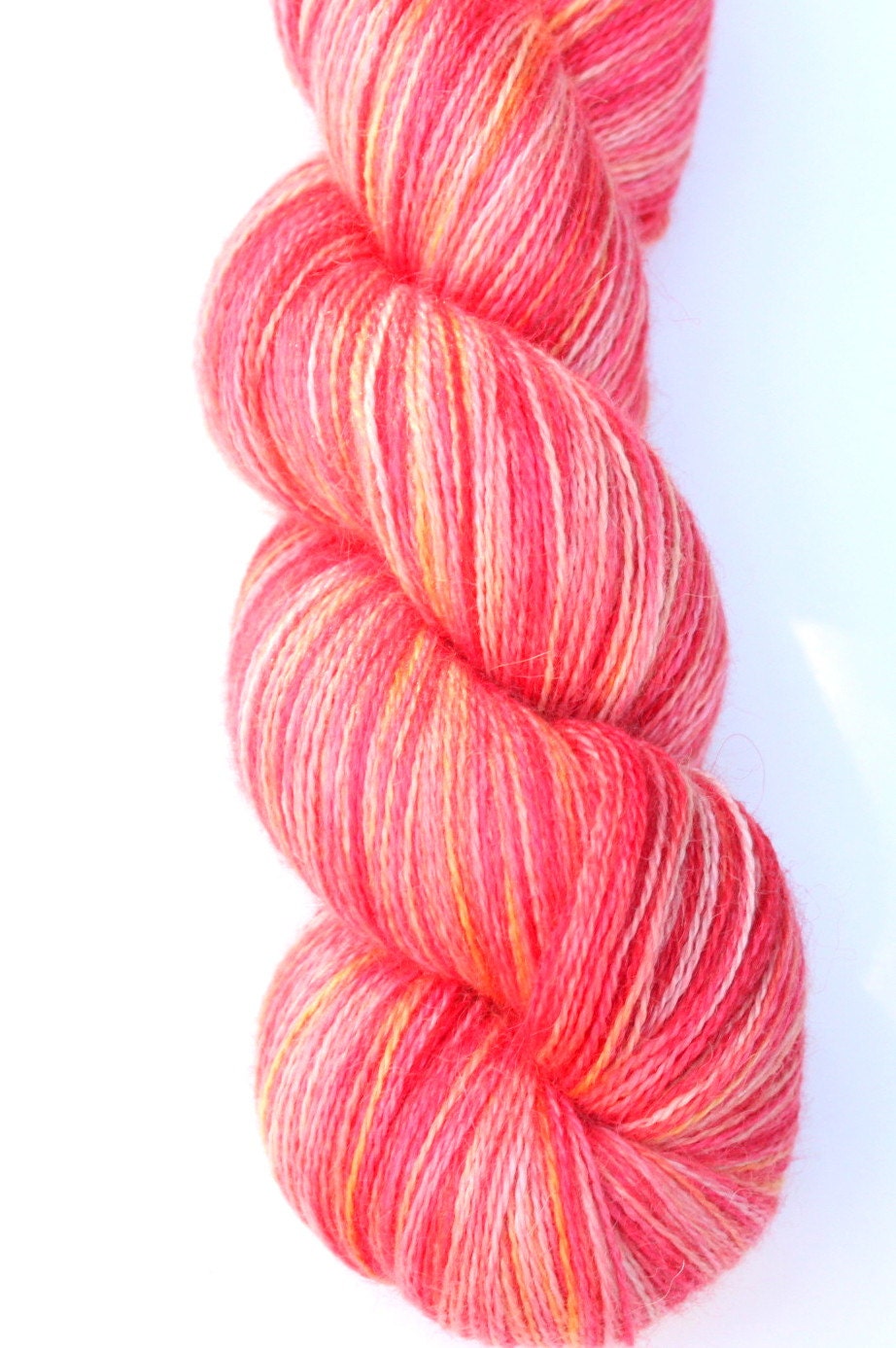 Kettle Dyed Lace Yarn, Baby Alpaca, Silk, and Cashmere Lace Weight, in "Christmas Cactus"