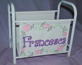 Children's Personalized & Handpainted Magazine Book Rack - Hearts and Flowers