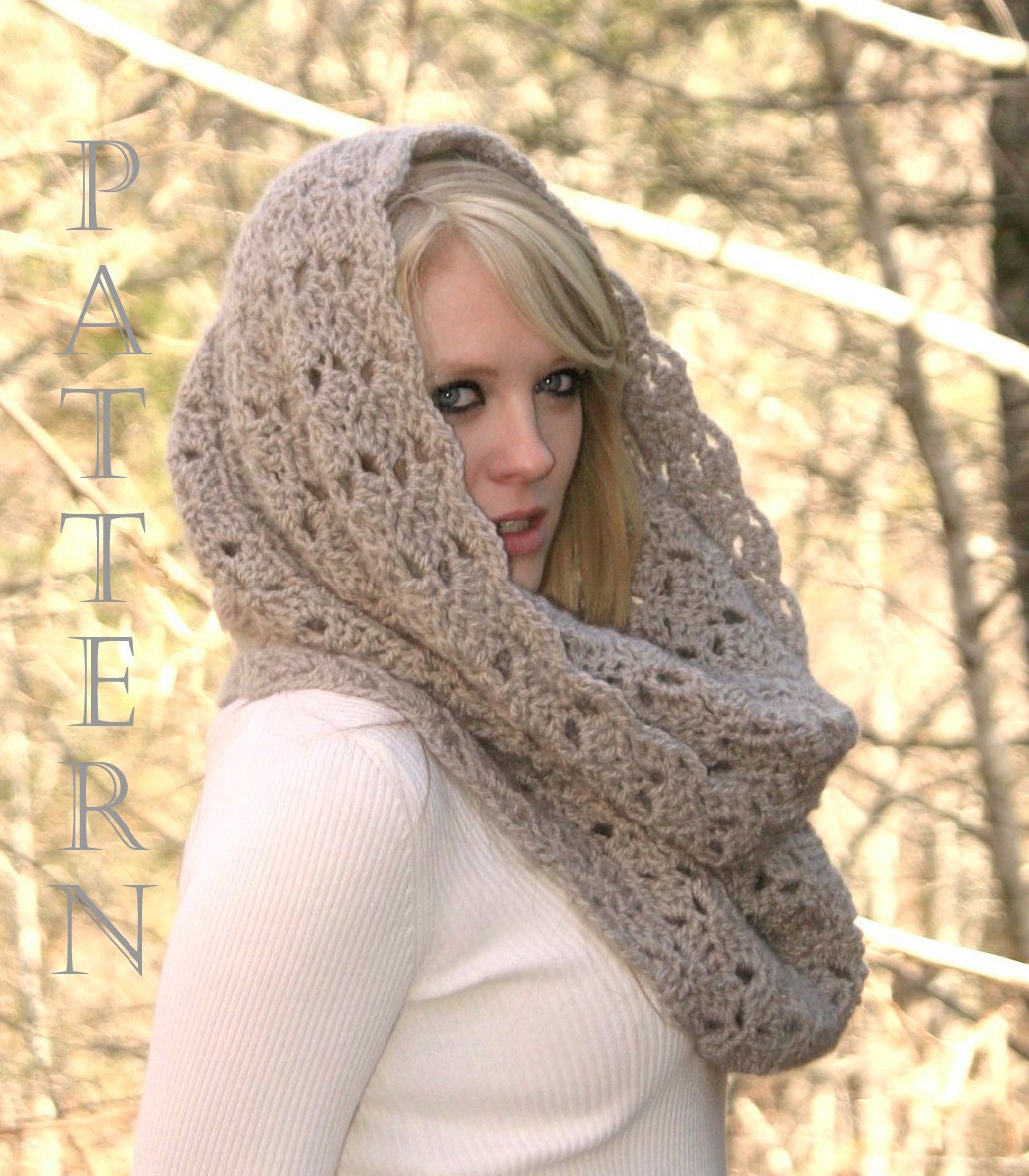 Crochet PATTERN PDF DIY Tutorial Chunky Cowl Scarf Snood Scarf Hood Scarf Instant Download