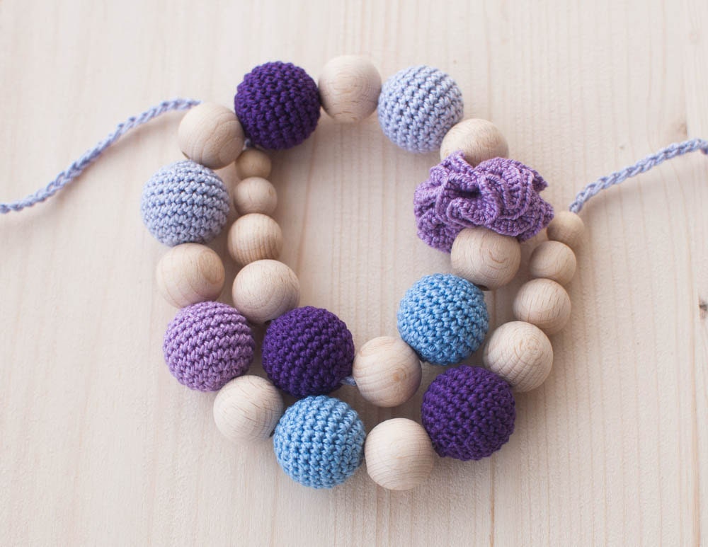 Nursing necklace / Teething necklace - Light blue, Lilac, Lavender, Purple