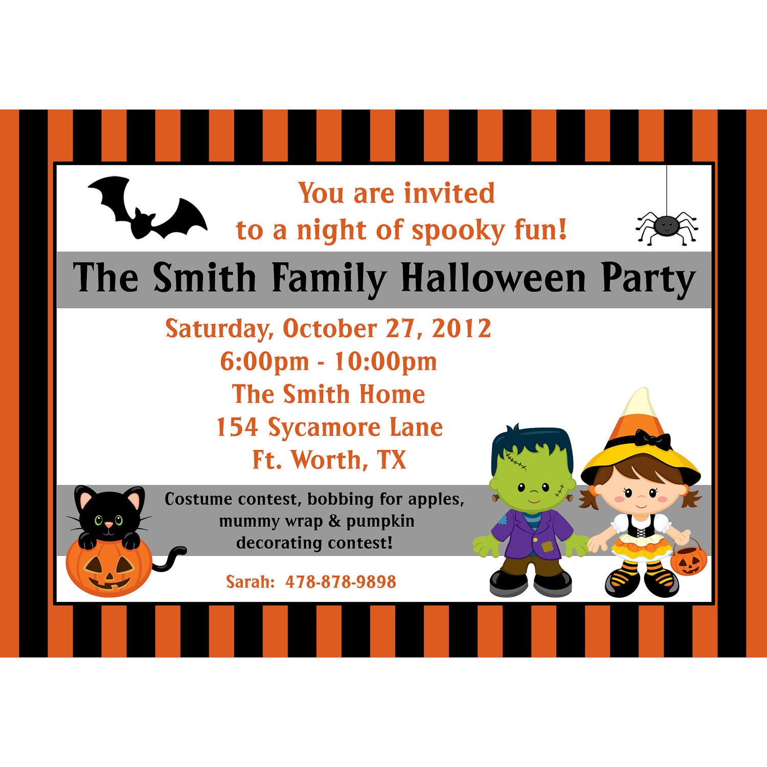Personalized Halloween Party Invitation  - Digital / Printable
