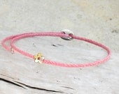 Bohemian braided friendship bracelet waxed irish linen - Pink -