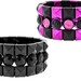 Rocker Pyramid Stud Bracelet with Gems- Black on Black