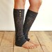 SALE SALE LouLou - Graphite: Open-work Leg Warmers w/ antique gold metal buttons - Legwarmers boot socks (item no. 9-23)