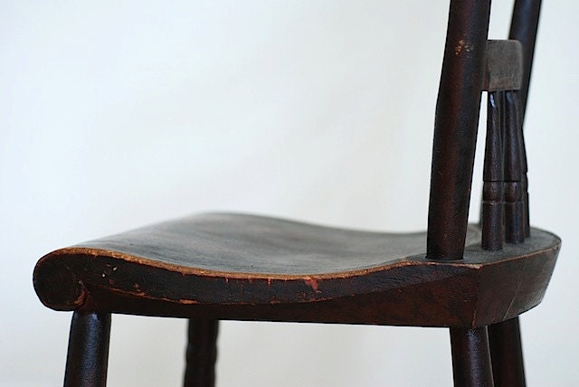 Antique Handmade Rustic Wooden Chairs, Lot of Four Chunk Wooden Chairs - 1890's, County Chic Home Decor, Chunky wooden Chair, Furniture