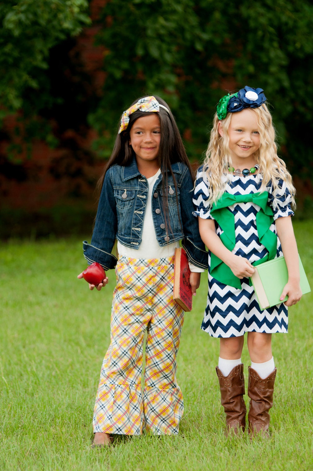 Easter Spring Summer Bow Peasant Dress girl toddler baby sz 6, 7, 8 Oxford Blues Navy Kelly Green