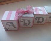 Girl Name Block Set - Pink Grey White - Stripes
