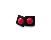 Shrink plastic and polymer clay post earrings fuchsia black