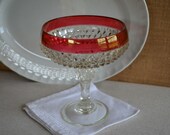 vintage midcentury ruby glass candy or compote dish by Indiana Glass