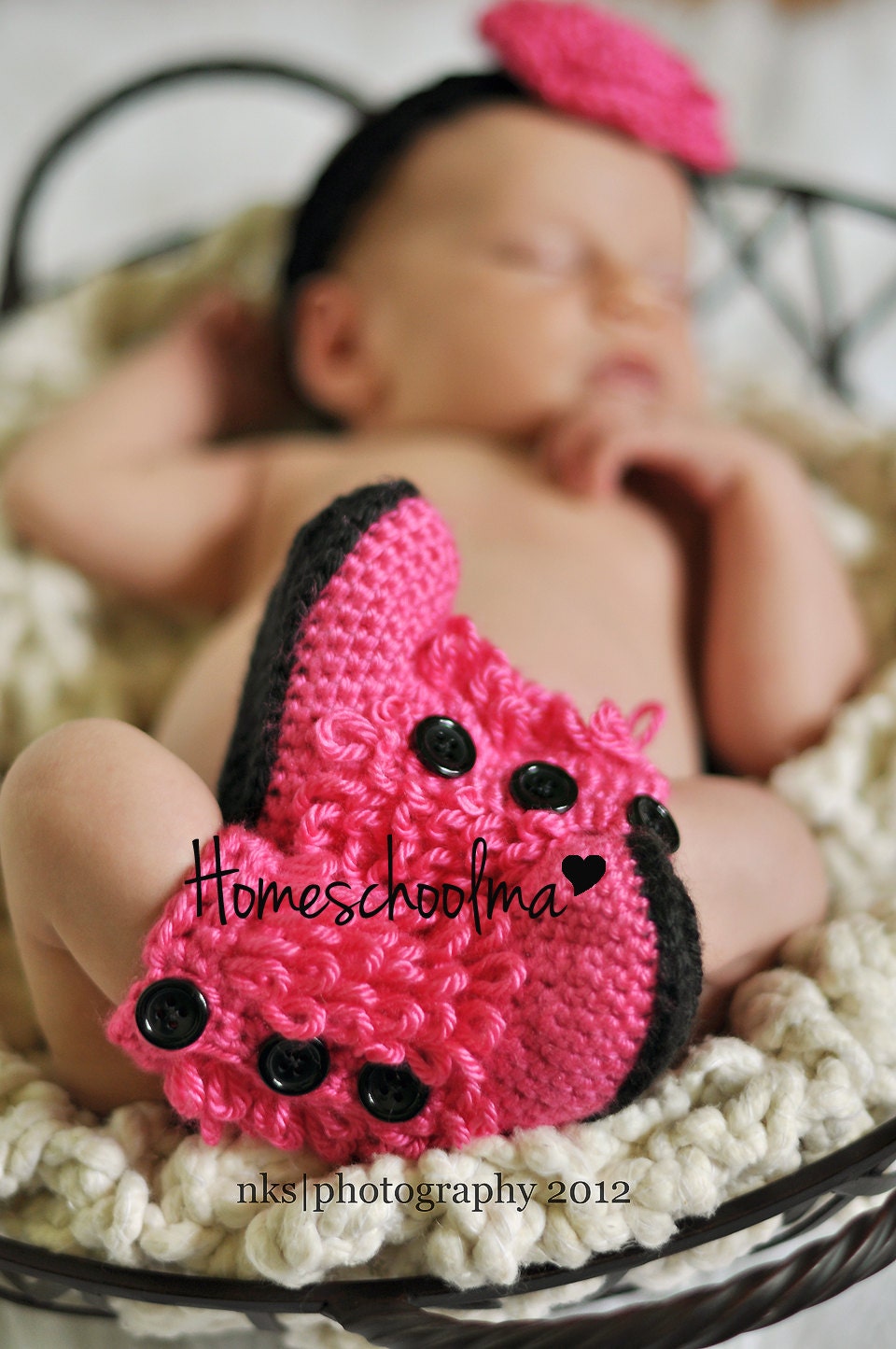 Ugg inspired Baby Boots Crochet Hot Pink black