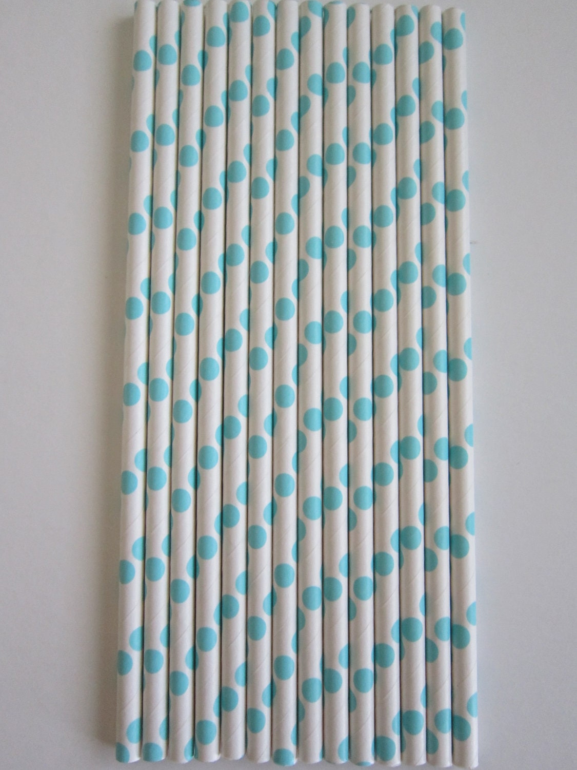 25 Peacock Blue Polka Dot Paper Drinking Straws Il_570xn
