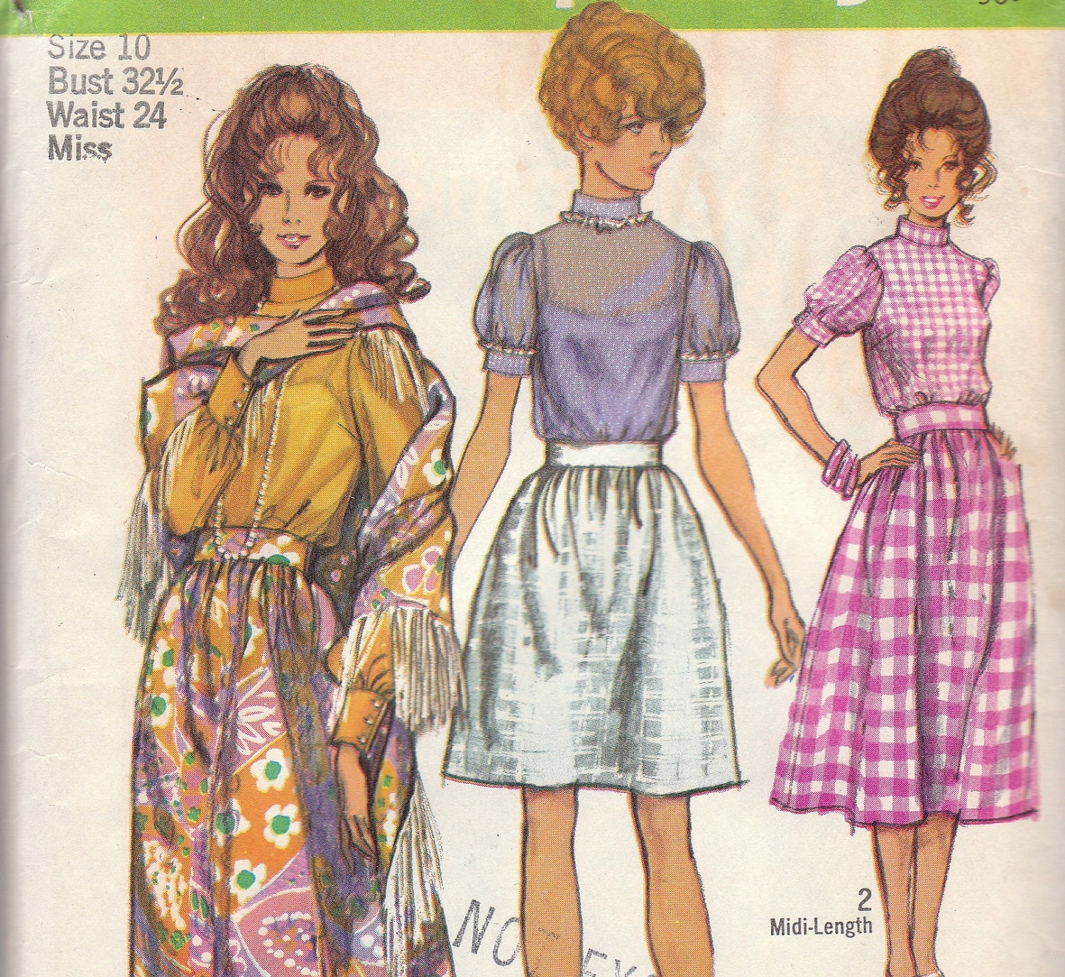 1970s Puff Sleeve Blouse & Skirt  Pattern Simplicity 8699 Size 10