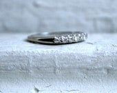 Simple Classic Vintage 14K White Gold Diamond Wedding Band.