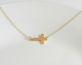 Gold sideways cross 14k gold