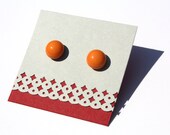Eco-Friendly, Hypo-Allergenic Glass Earrings, Orange Fused Glass Post Earrings