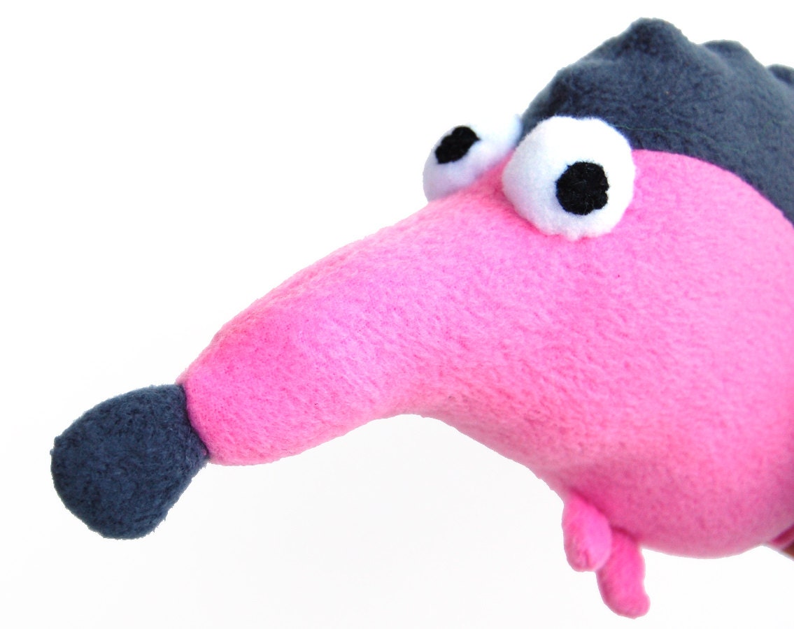 Hedgehog plush soft toy stuffed animal woodland grey pink
