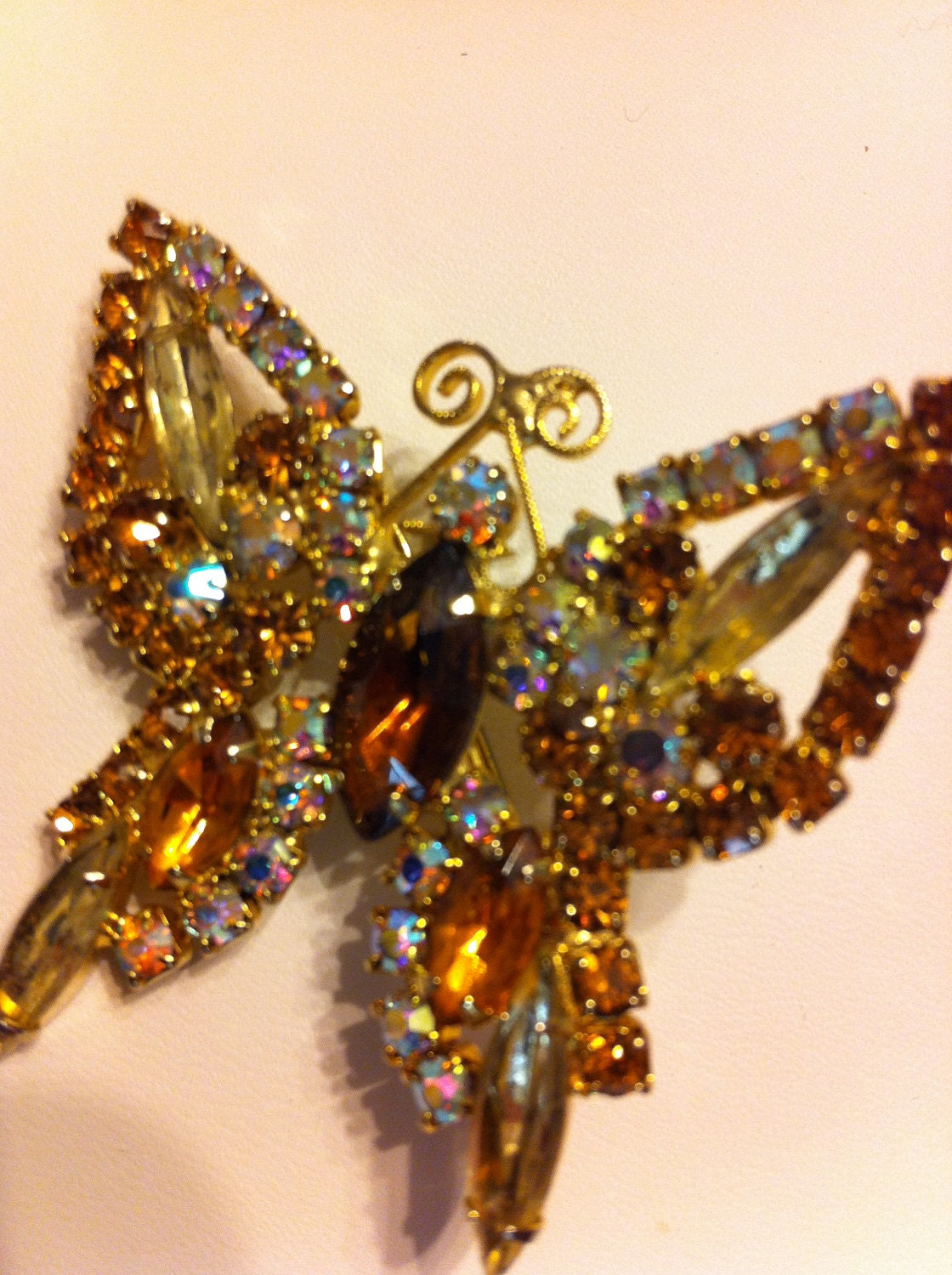 D&E Juliana 1960s Vintage Rhinestone Butterfly Brooch