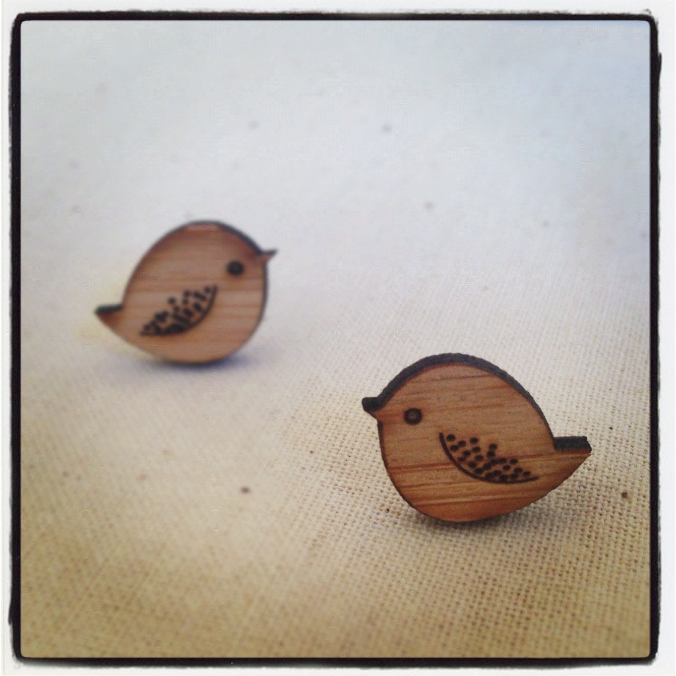 Bird earrings - wooden eco friendly wood bird studs earrings
