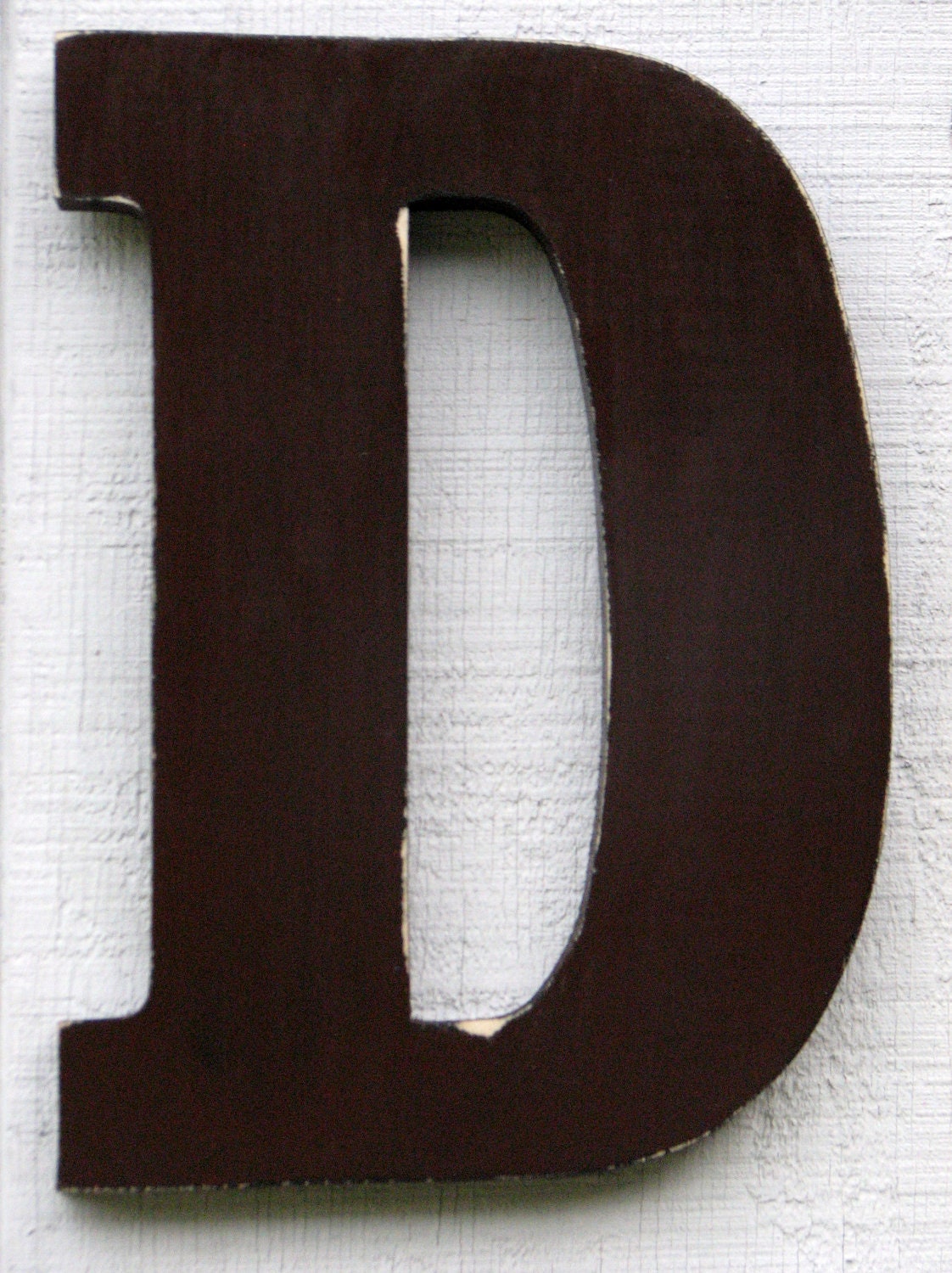 Gift for Mothers Large Wooden Letters "D" Distressed Painted Dark Chocolae,12" tall Wood Name Letters, Custom Gift You Pick Color