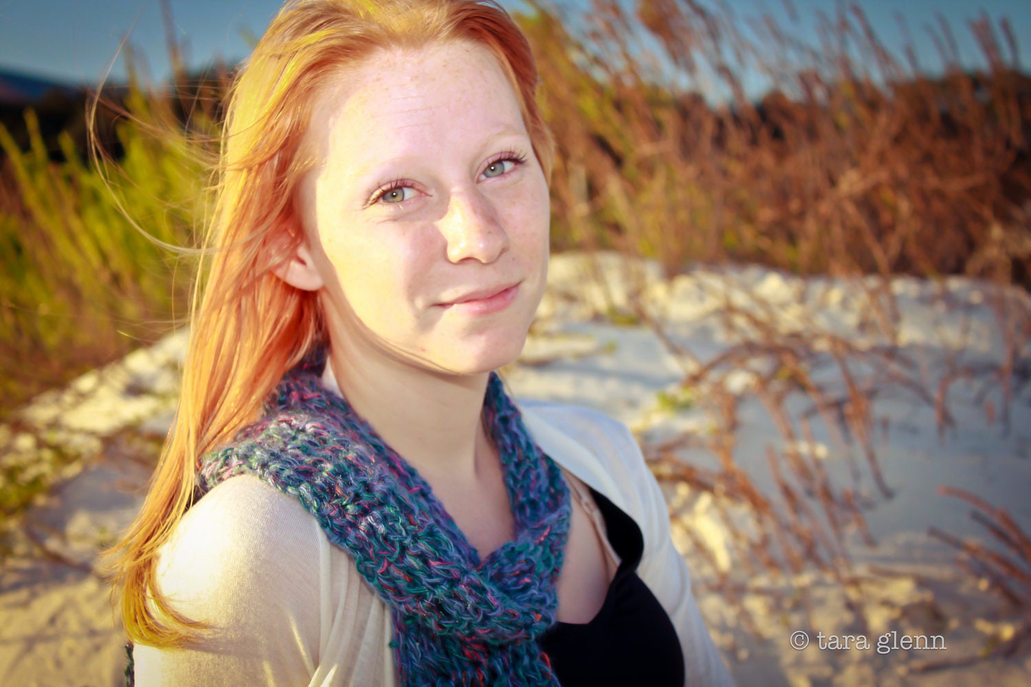Sunrise Sunset Dusk Blue Art Scarf